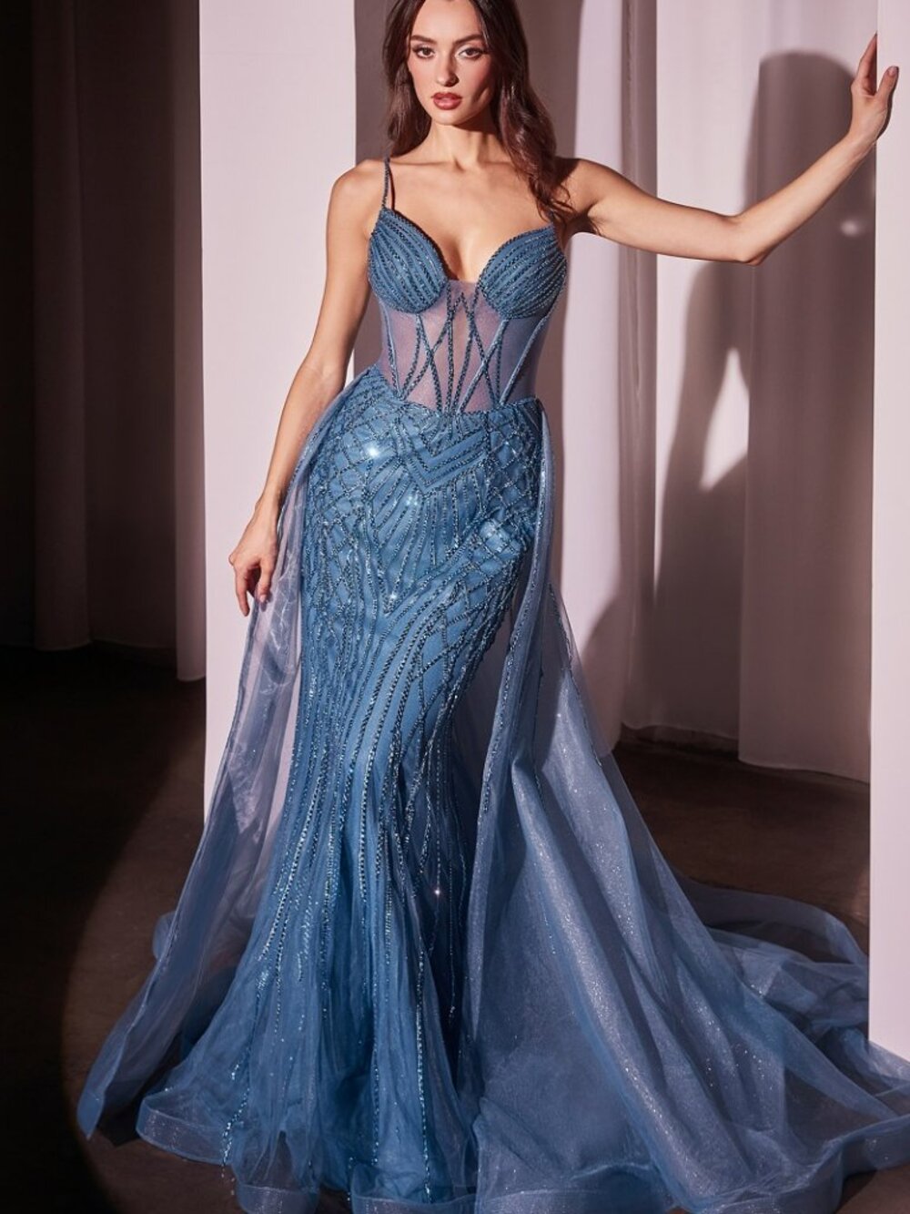NEW LAPIS BLUE Evening Gown Floor Length Formal Elegant Stunning CD863